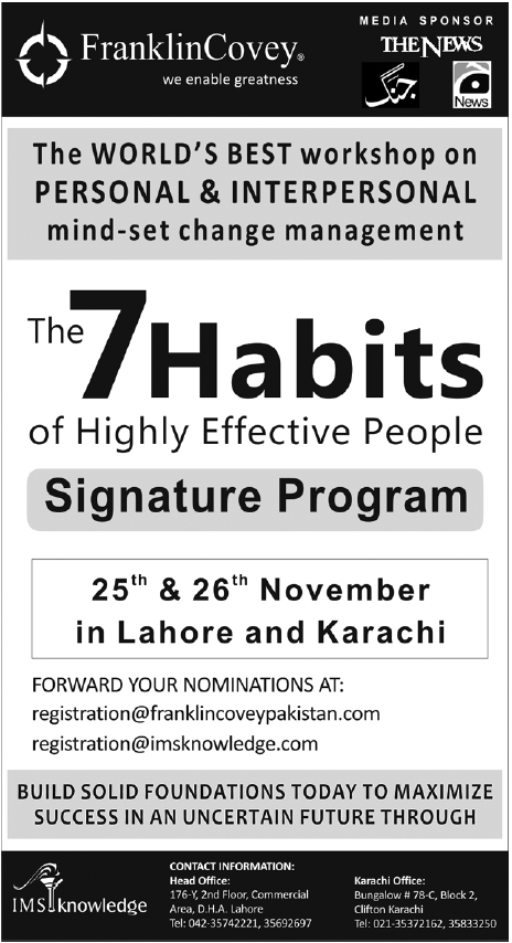 World Best workshop On 7 Habits of Highly Effective People
