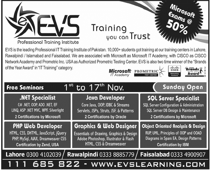 Professional training courses in lahore