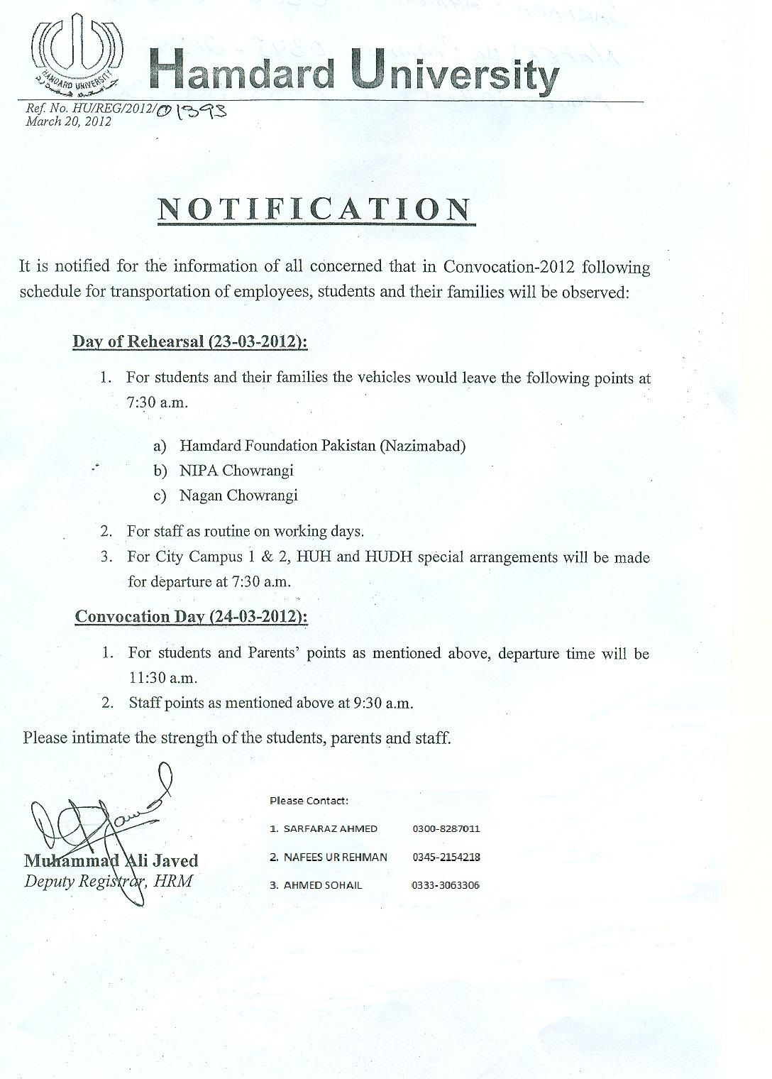 Hamdard University 16th convocation On 24 March 2012