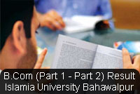 Islamia University B.Com Annual Examination Results 2012