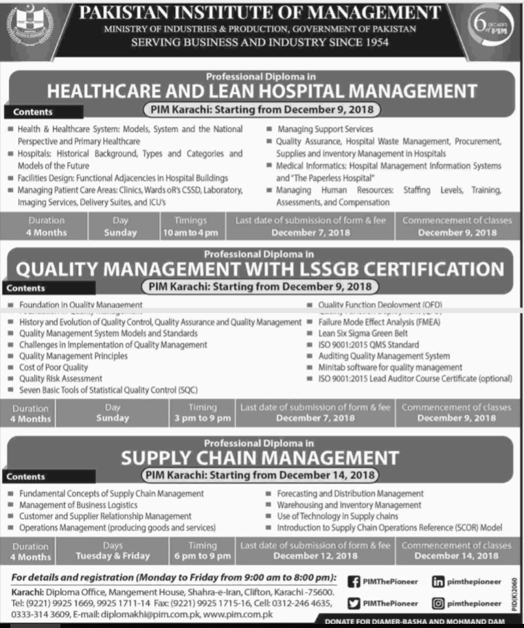 PIM Karachi Admission 2018