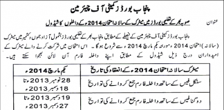 Matric Exam Online Registration, Form Submission 2014 Schedule