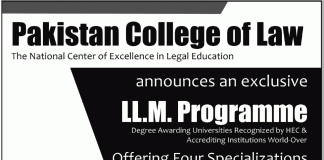 Pakistan College of Law Admissions 2012
