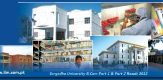 Sargodha University B.Com Part 1 & Part 2 Result 2017