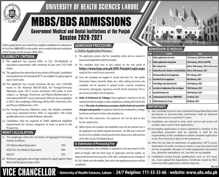 UHS MBBS Admission 2022 Medical Colleges