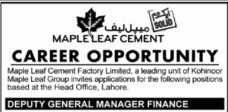 Maple Leaf Cement Factory Ltd Lahore Jobs