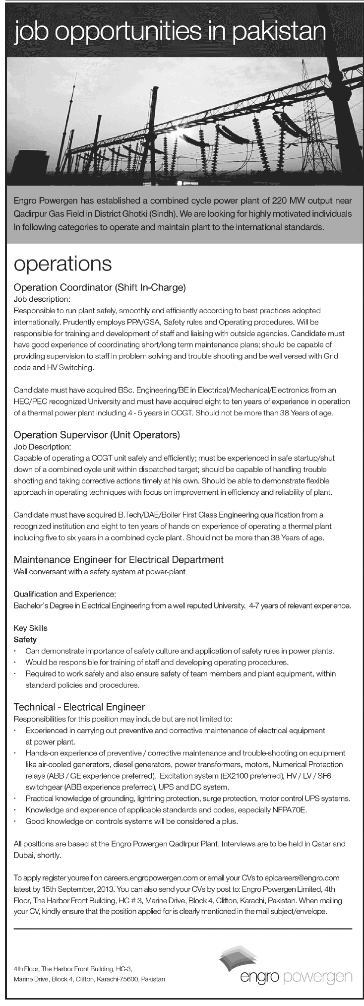 Engro Powergen Jobs Career Opportunities at Ghotki