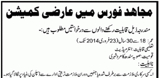 Join Mujahid Force as a Commissioned Officer Jobs 2014 Application Form