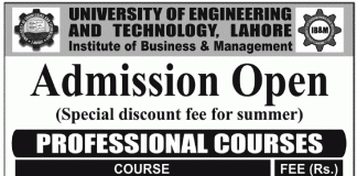 UET Lahore Professional Courses Admission