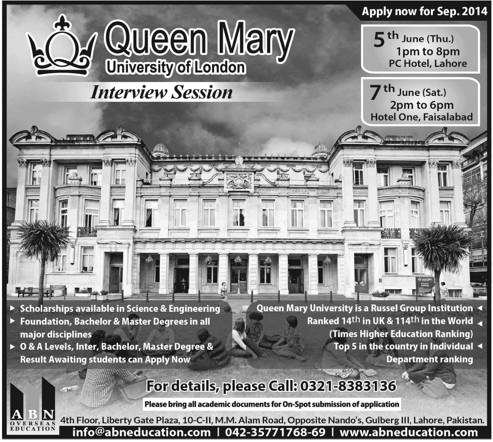 Queen Mary University of London Interview Session in Pakistan