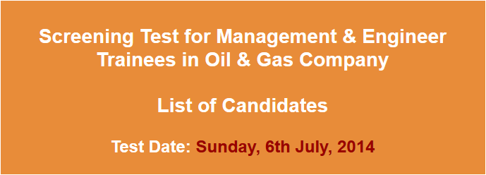 Oil & Gas Trainees Jobs NTS Test Result 2014, Answer Keys, Candidates List