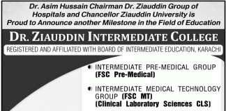 Dr Ziauddin Intermediate College Karachi Admission 2014 F. Sc Form, Eligibility