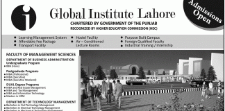 Global Institute Lahore Admissions 2014 Form, Eligibility Procedure