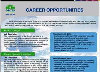 latest jobs in mcb bank 2014