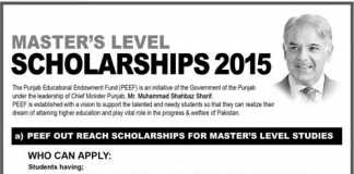 PEEF Master Level Scholarship 2016 Out Reach, Special Quota Application Form