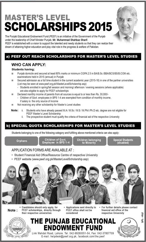 PEEF Master Level Scholarship 2016 Out Reach, Special Quota Application Form