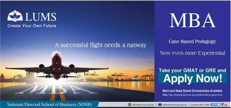 LUMS Executive MBA Admissions 2022 Application Form, Test Result