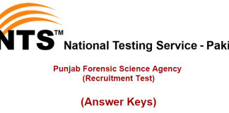 NTS Test Result Punjab Forensic Science Agency Jobs 2014 Answer Keys