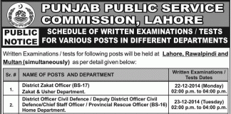 PPSC Zakat Officer, Health Educator, Inspector Legal Written Test Result 2014