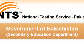 NTS Sample Paper, Syllabus For Secondary Education Department Balochistan