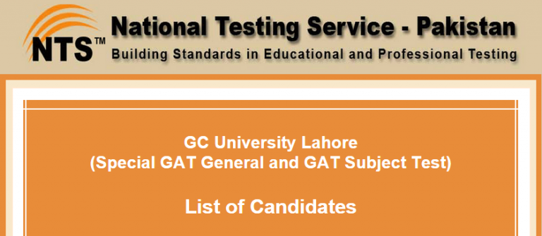 GC University Lahore NTS GAT General, Subject Test Result 2025 Answer Keys