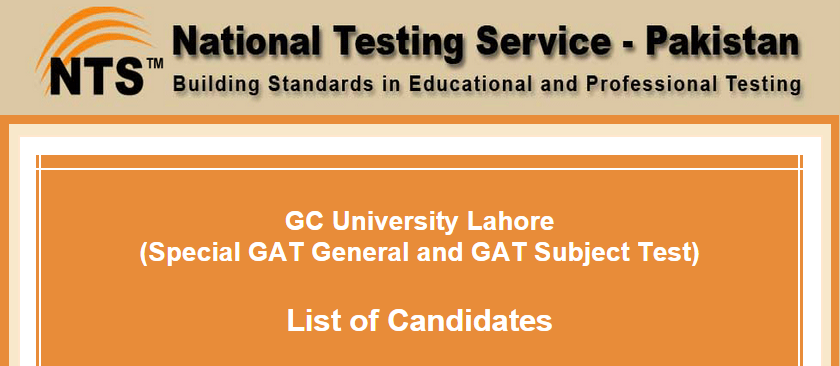 GC University Lahore NTS GAT General, Subject Test Result 2020 Answer Keys