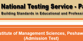 Institute Of Management Sciences Peshawar NTS Test Result 2015