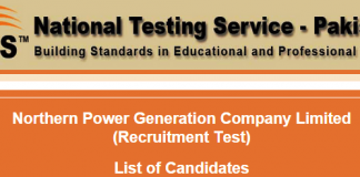 Northern Power Generation Company NTS Test Result 2015 Check Online