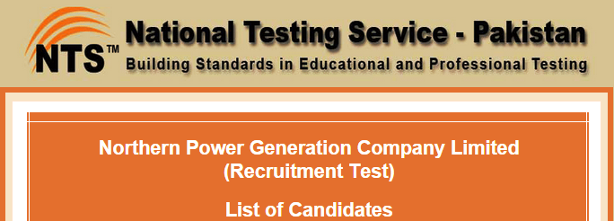 Northern Power Generation Company NTS Test Result 2015 Check Online