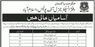 Office Inspector General of Police Islamabad Jobs 2015 Application Form