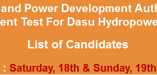 WAPDA NTS Test Result For Dasu Hydropower Project 2015 Answer Keys