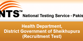 Health Department Sheikhupura NTS Test Result 2015 Computer Operator, Stenographer