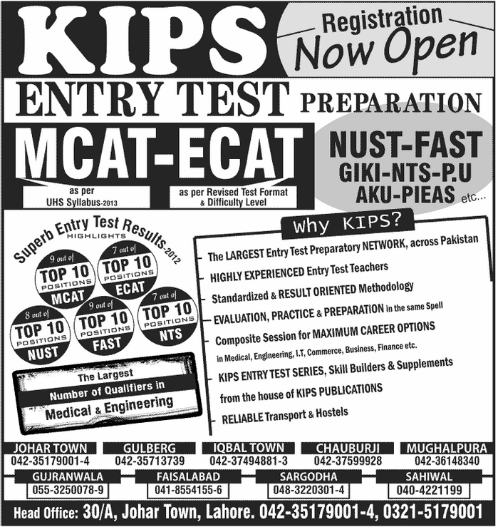 structure lahore fee salt academy Test Entry Structure KIPS 2018 Classes Fee