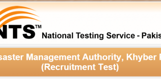 Provincial Disaster Management Authority PDMA KPK NTS Test Result 2015 Answer Keys
