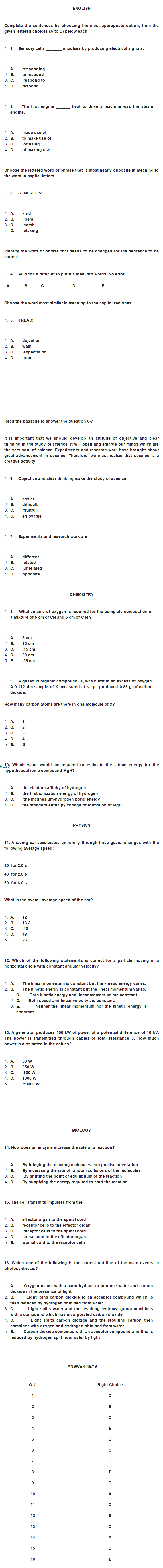 KMDC Entry Test Past Question Papers For Online Preparation 5