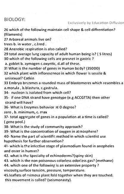 KMDC entry test past Question papers for online preparation 3