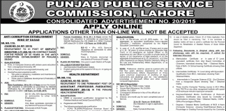 PPSC Anti Corruption Establishment Wing Of S&GAD Jobs 2015