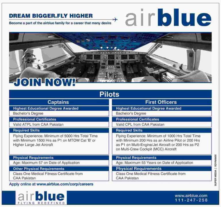 Air Blue Pilots Captain, First Officer Jobs 2015 Apply Online Eligibility