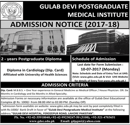 Gulab Devi Postgraduate Medical Institute Lahore 