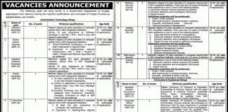 Punjab Government Departments Jobs 2015 IT, Cyber Crime Wing NTS Form Date