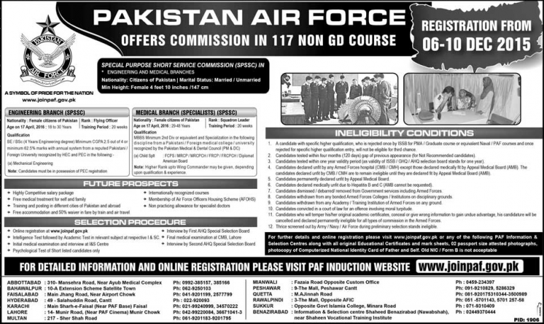 Female Join PAF Commission in Non GD Course 2025 Online Registration Form