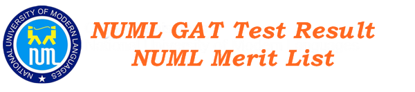 NUML University Postgraduate GAT Entry Test Result 2016 Merit List