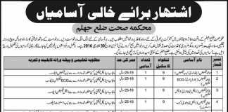 Jhelum Health Department Jobs 2016 Technicians Application Form Last Date