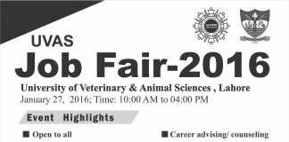 UVAS University Lahore Jobs Fair 2016 Event Date, Time