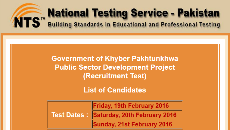 KPK Public Sector Development Project Jobs 2016 NTS Test Result, Answer Keys