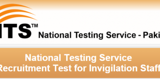 National Testing Service NTS Invigilation Staff Jobs 2016 Roll Number Slip, Test Date