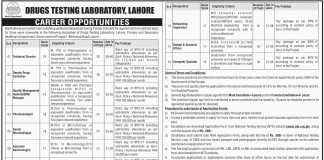 Drugs Testing Laboratory Lahore Jobs 2016 NTS Application Form Date, Advertisement