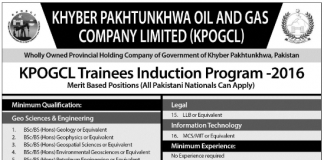 KPK Oil And Gas Company KPOGCL Trainees Induction Program 2016 PTS Form Download_001