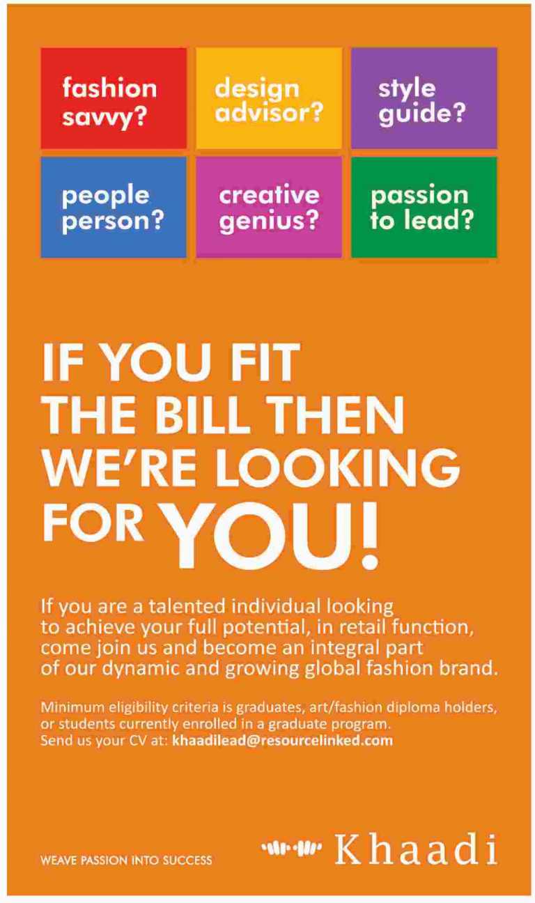 Khaadi Clothing Pakistan Jobs 2016 Apply Online Application Form
