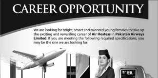 Pakistan Airways Female Air Hostess Jobs 2016 Online Registration Form